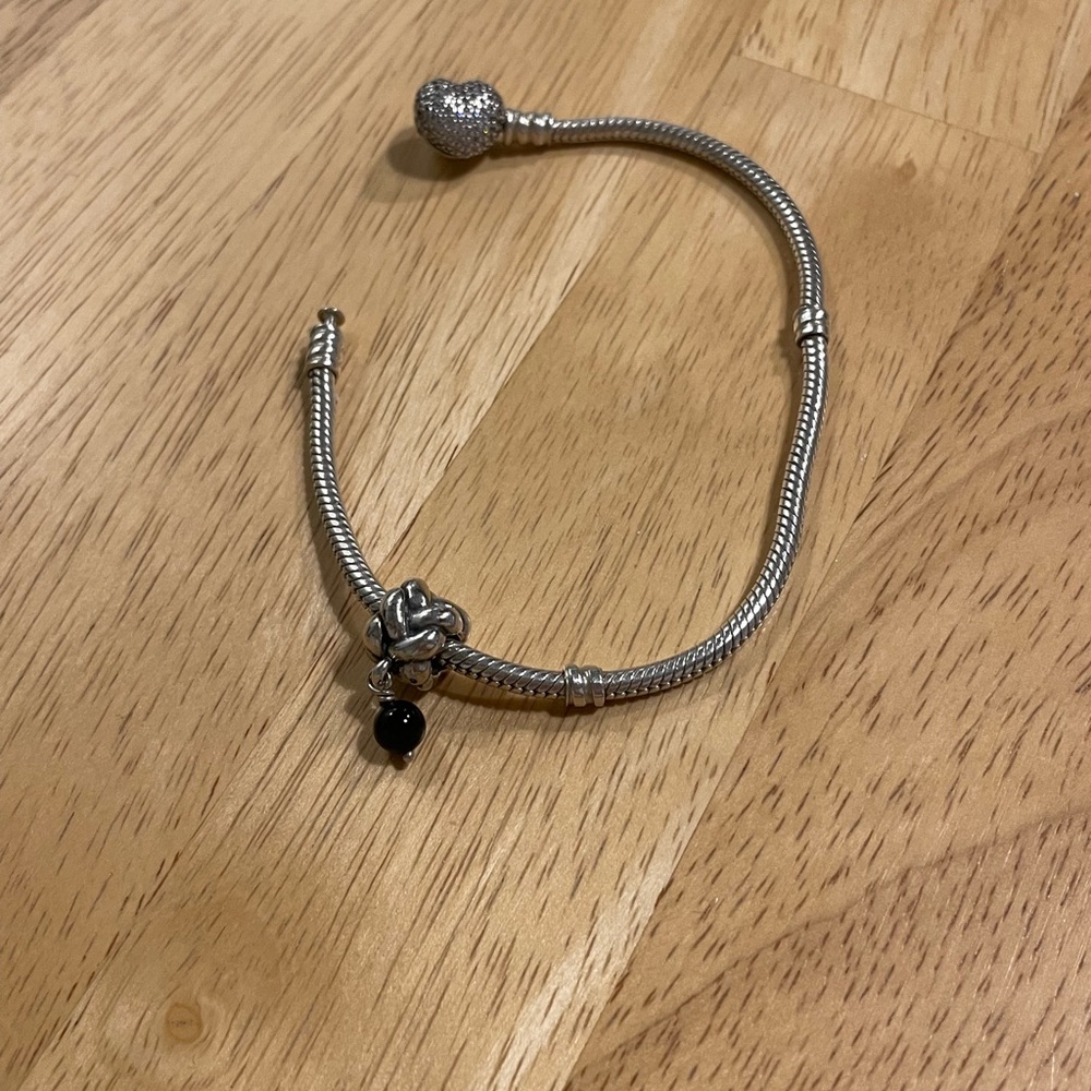 Authentic Pandora Braided Black Onyx Dangle Charm Retired Pandora Charm